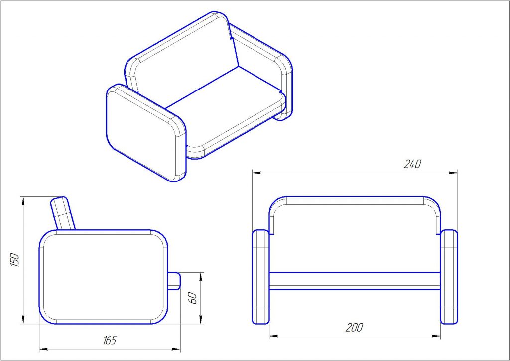 sofa for dolls made of cardboard