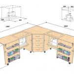 an example of a drawing of a corner table for a sewing machine