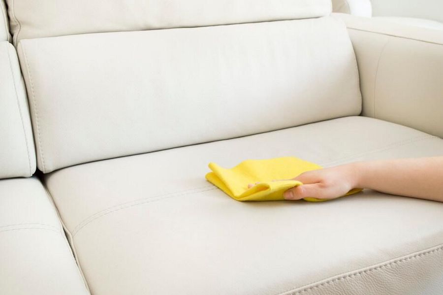 cleaning white leather sofa photo