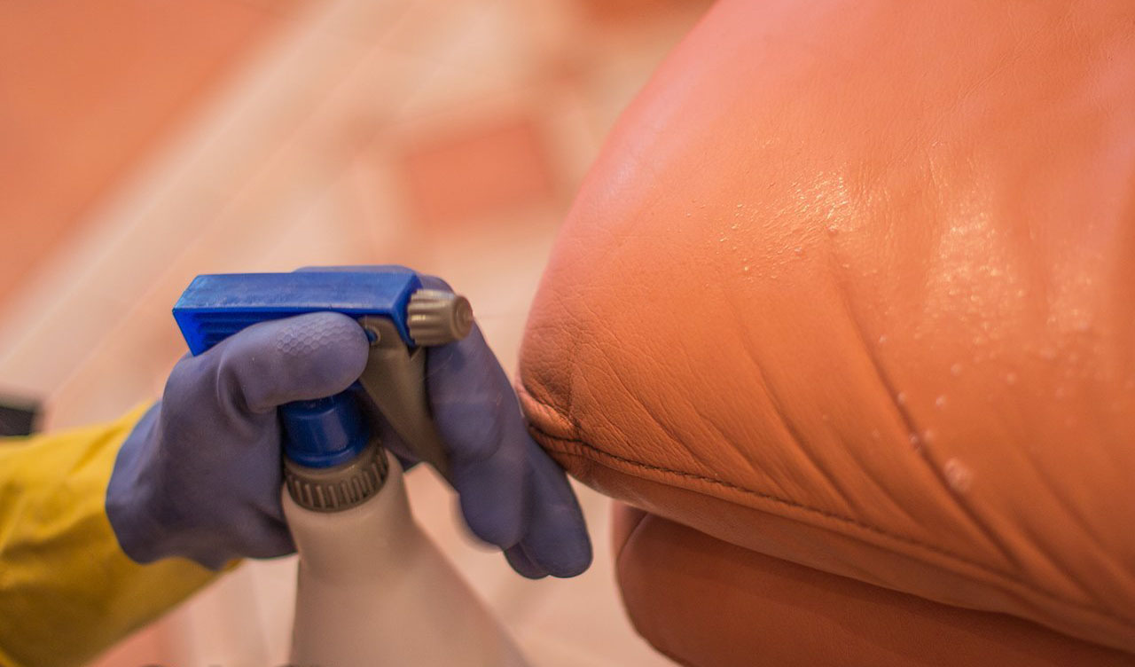 cleaning leather sofa photo