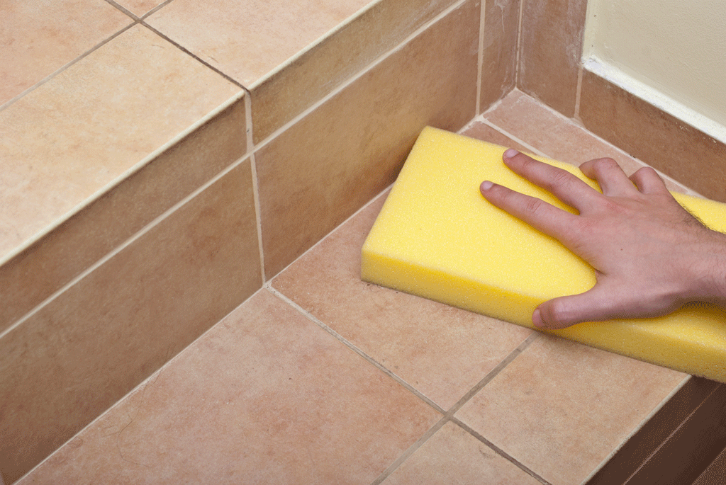 cleaning floor tiles