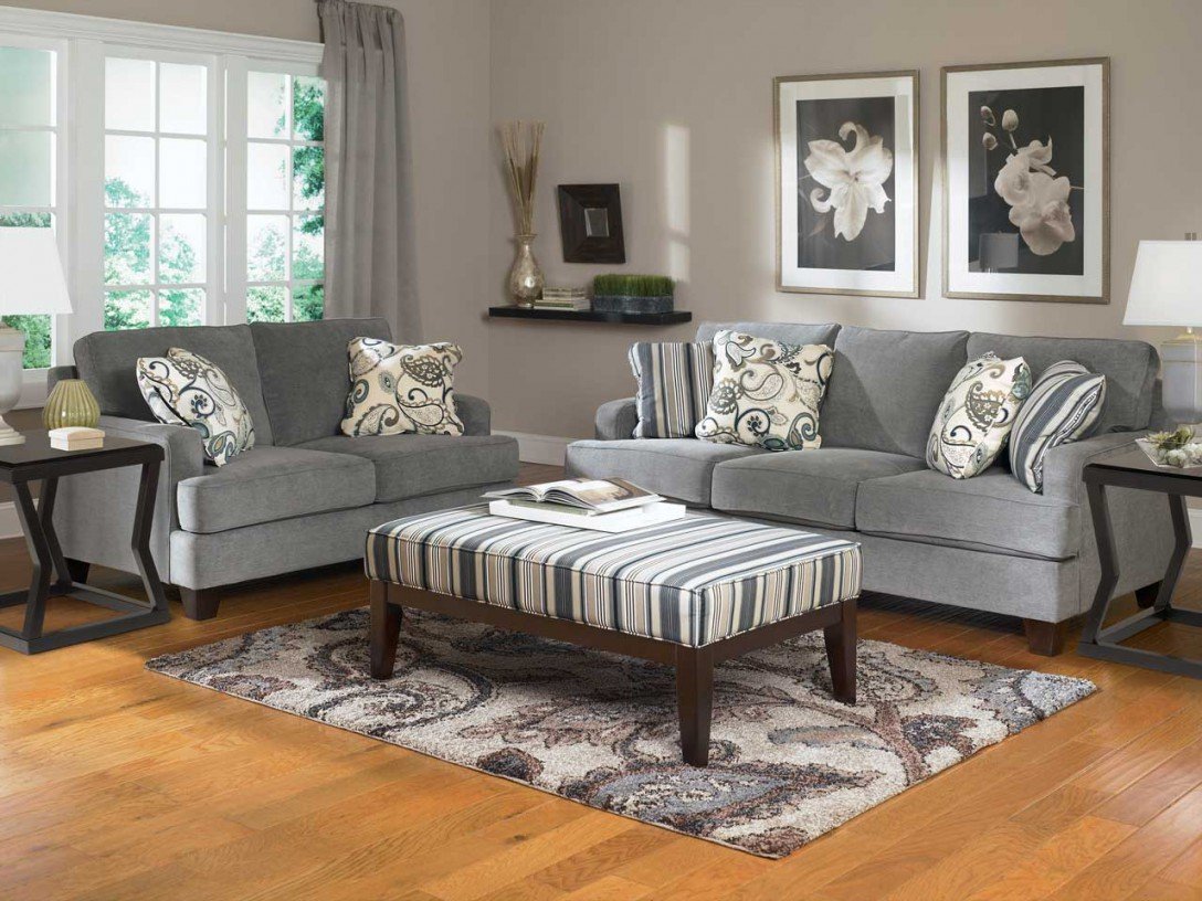 gray sofas in the living room