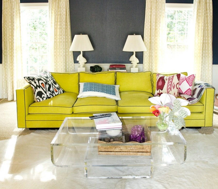 yellow sofa in the living room