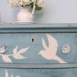 decoupage chest of drawers with a white bird