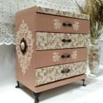 decoupage chest of drawers white with beige