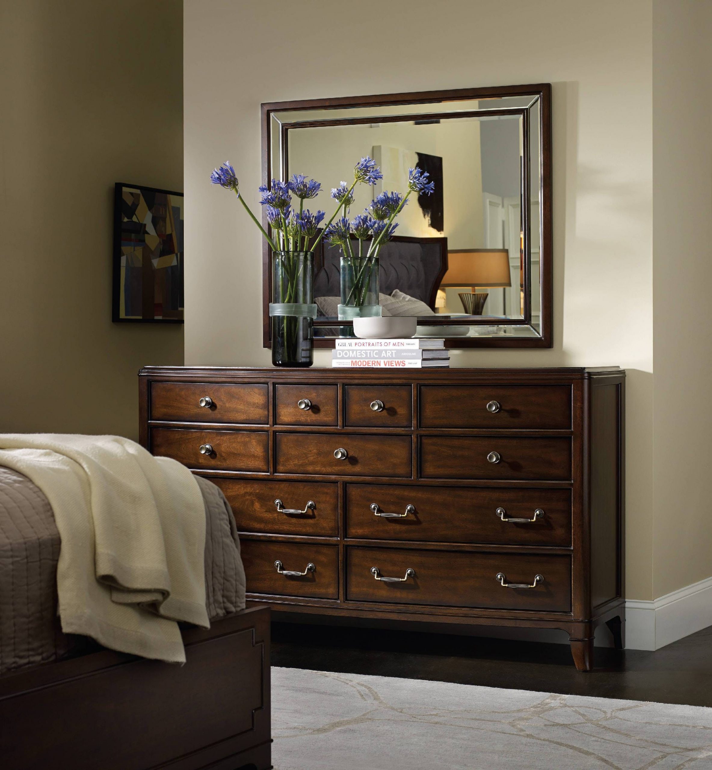 wooden chest of drawers in the interior