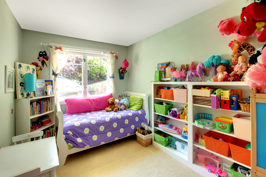 children's room with shelving