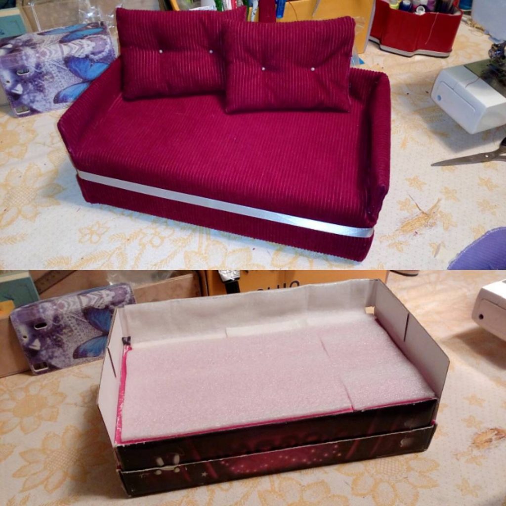 doll couch made of cardboard