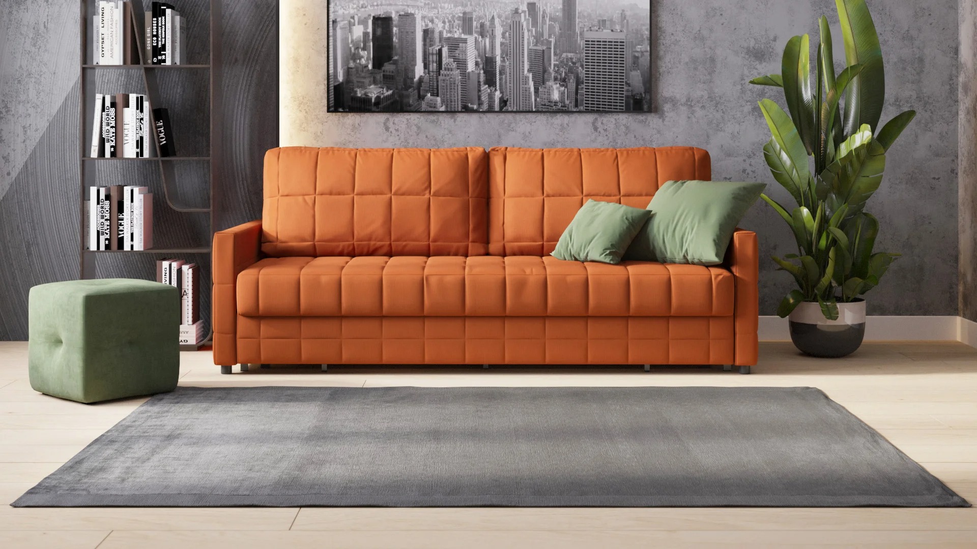 sofa with mechanism teak so orange