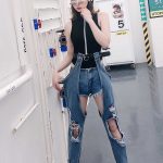 large slit jeans