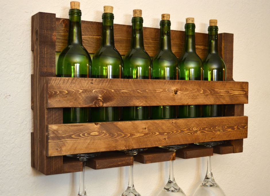 wine shelf on the wall