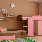 baby bunk bed pink and brown