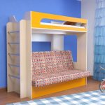 kids bunk bed yellow with sofa