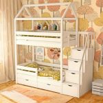 children's bunk bed with a house