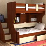 children's bunk bed beige-brown