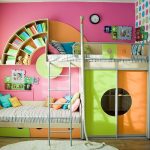 children's bunk bed orange with green