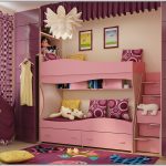 baby bunk bed pink with pillows