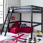 Ikea bunk bed with raspberry sofa