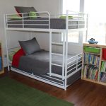 Ikea bunk bed with gray mattresses