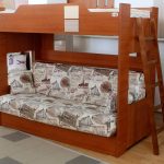 children's bunk bed brown with a sofa