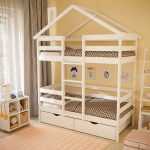 children's bunk bed house white