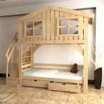 maison en bois lit superposé pour enfants