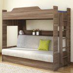 children's bunk bed brown with a sofa