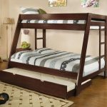 children's brown bunk bed with pull-out