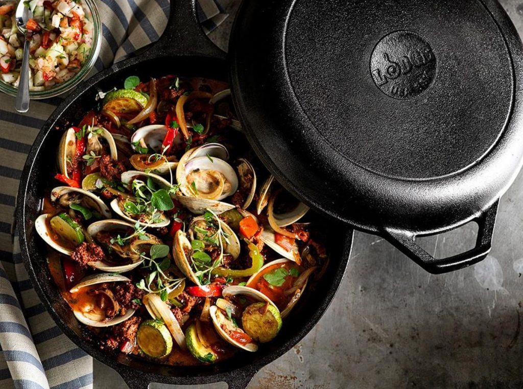 food in a cast iron skillet