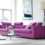 sofa purple pillows