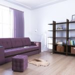 purple sofa with ottoman