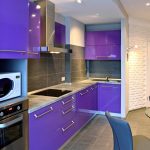 purple kitchen set with gray