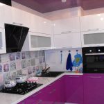 purple kitchen set with tiles