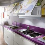 purple kitchen set with sinks