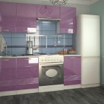 purple kitchen set with stove