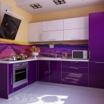 purple kitchen set with lavender