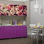 purple kitchen set with roses