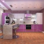 purple kitchen set with light bulbs