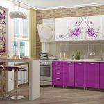 purple patterned kitchen set