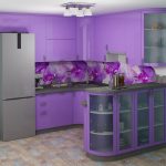 purple kitchen set with bar