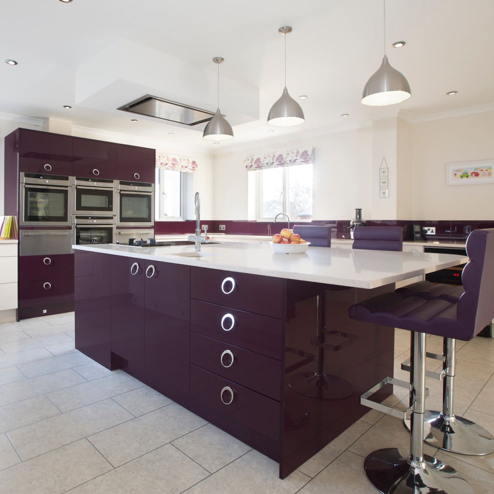 dark purple in the big kitchen