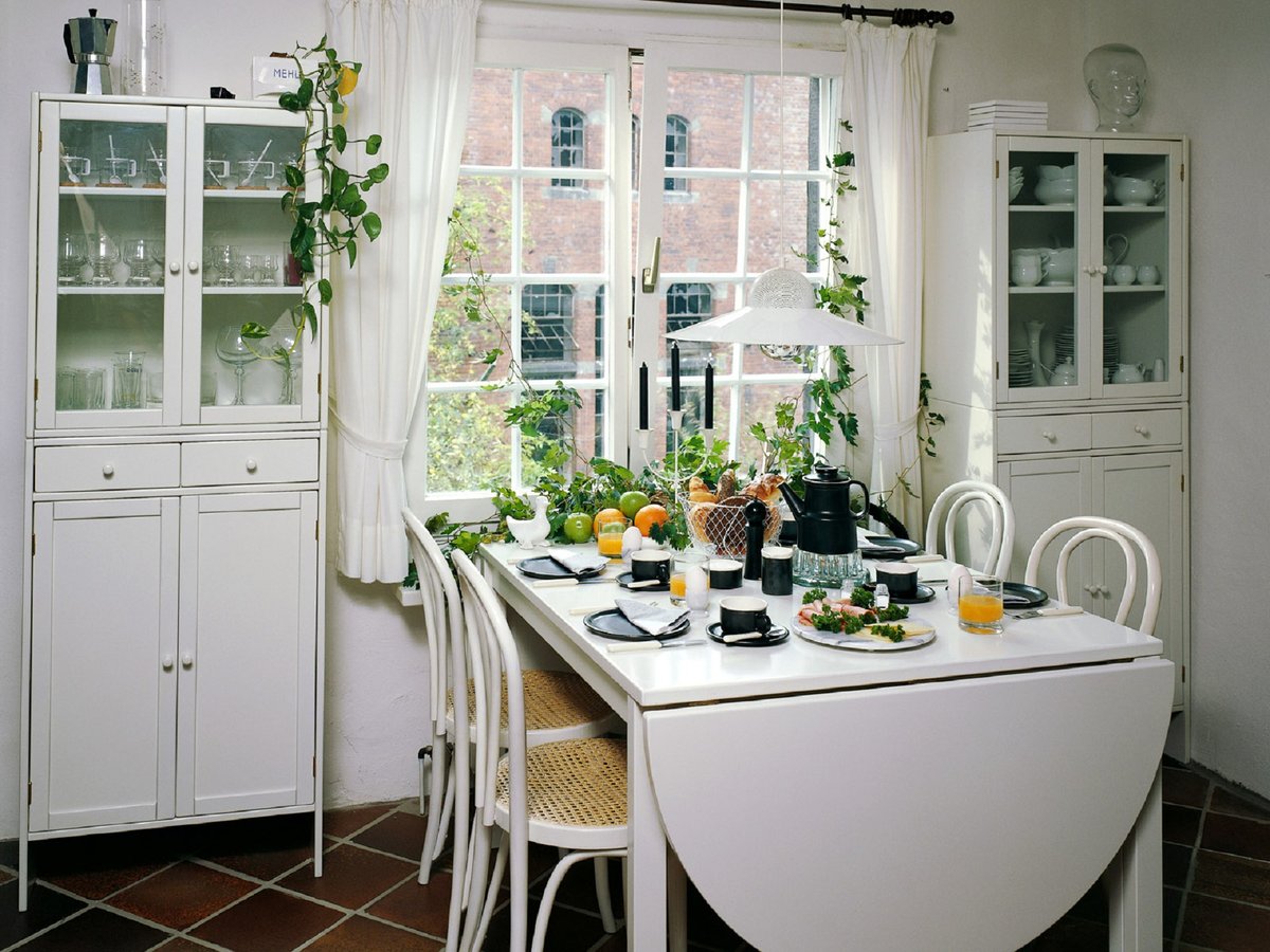 table by the window in the kitchen