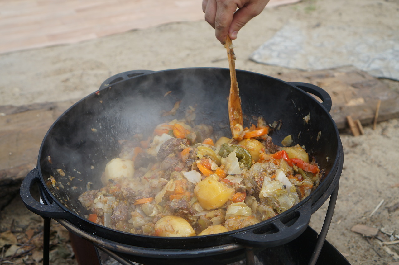 cooking in a cauldron