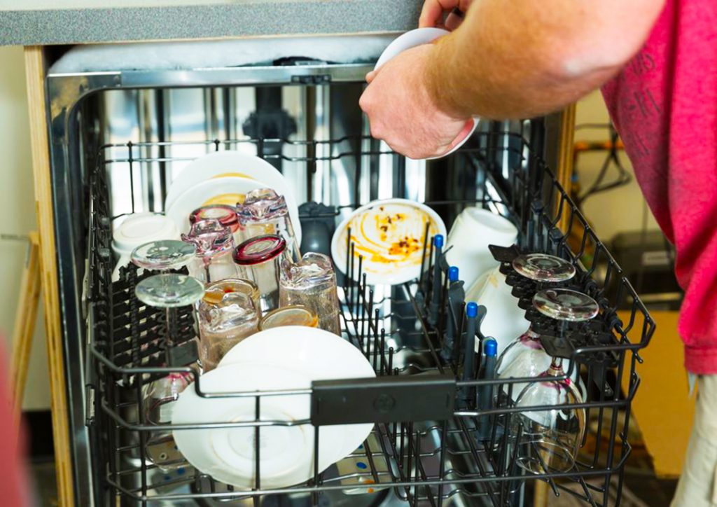 dirty dishes in the dishwasher