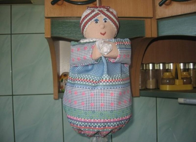 storing packages in the kitchen in a doll