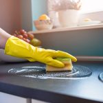 cleaning the kitchen