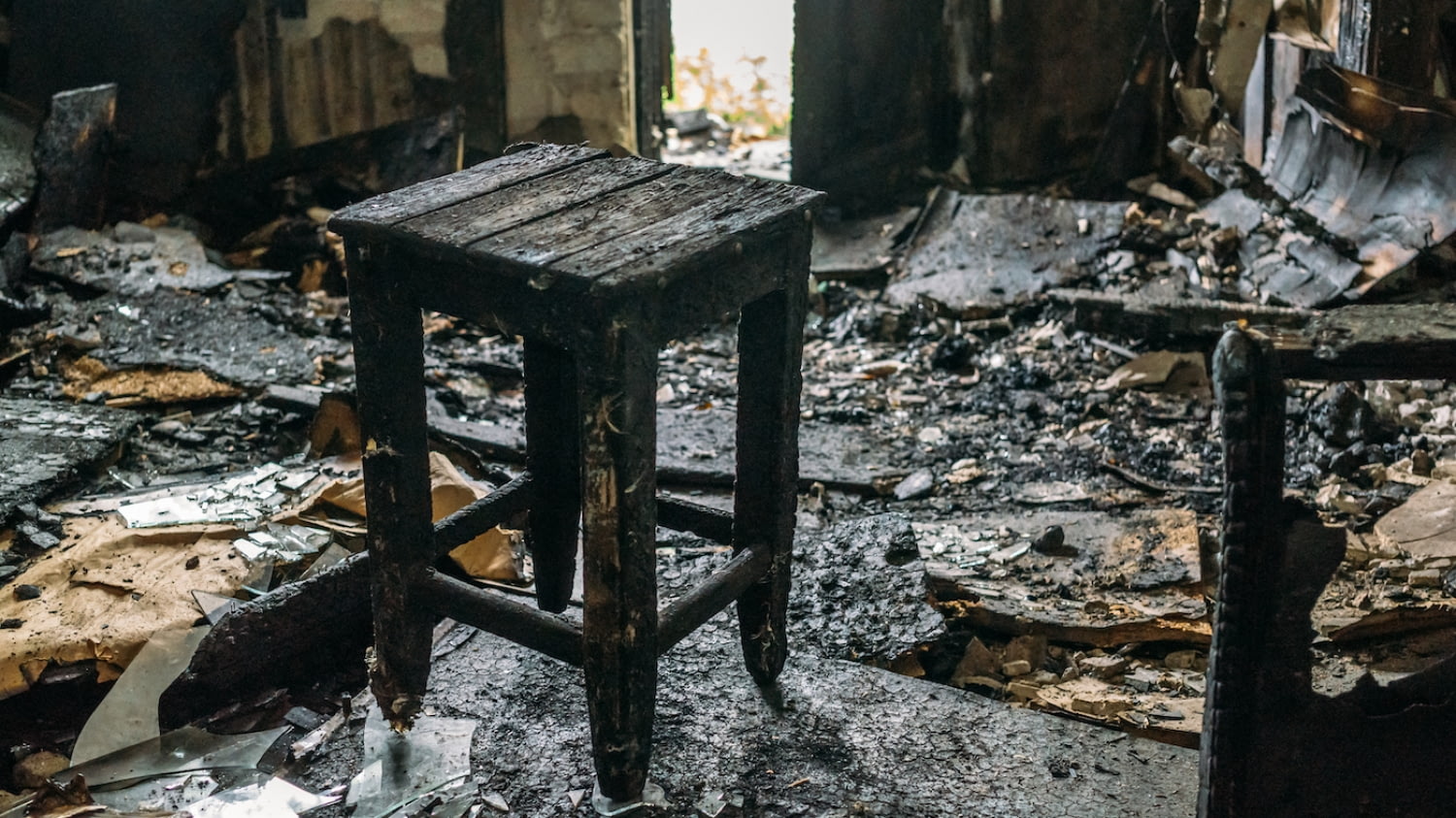 burnt furniture after a fire