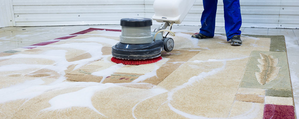 cleaning carpets at the sink