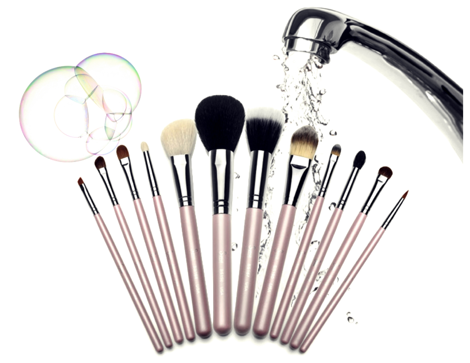 rinsing makeup brushes