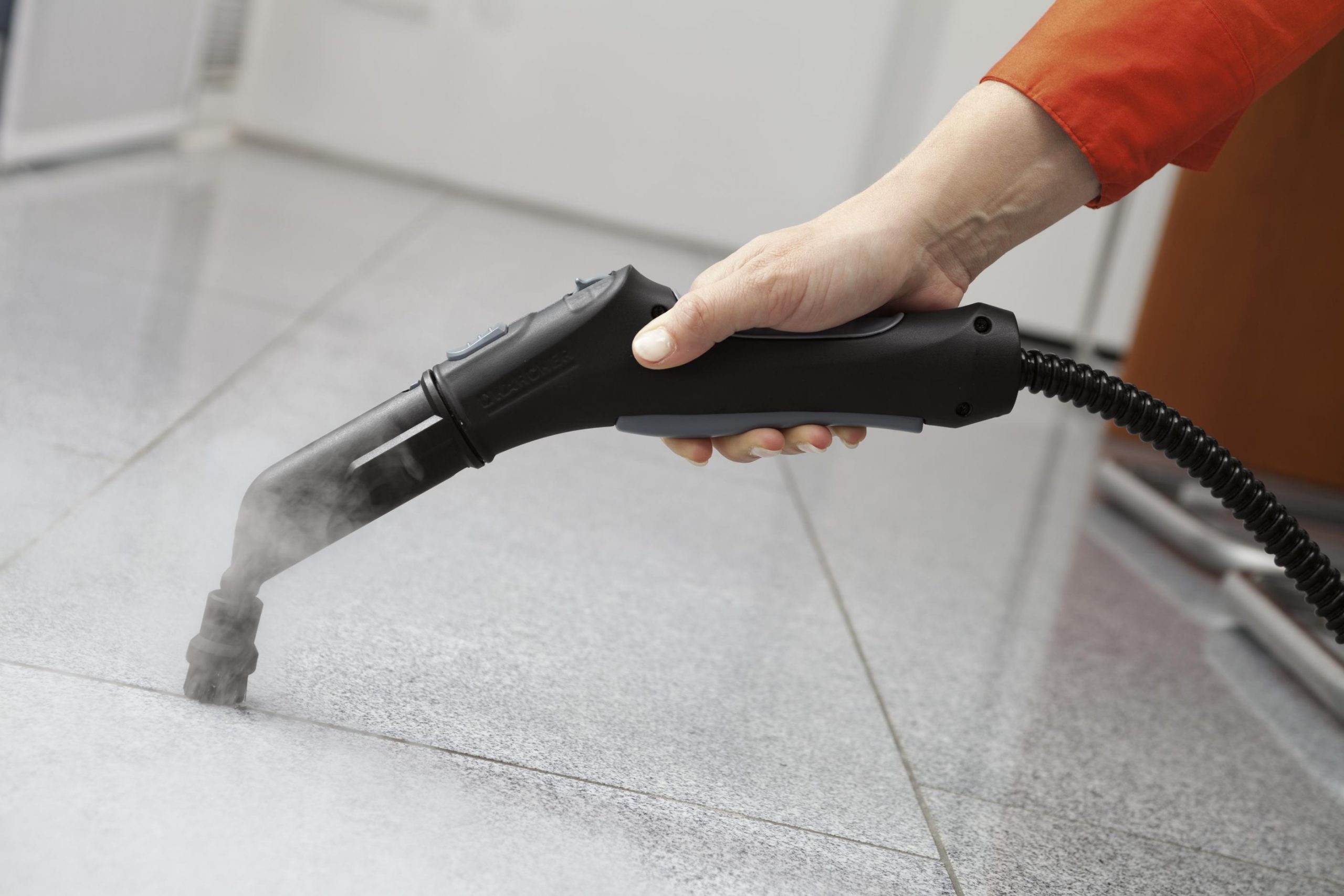 steam cleaning the tiles